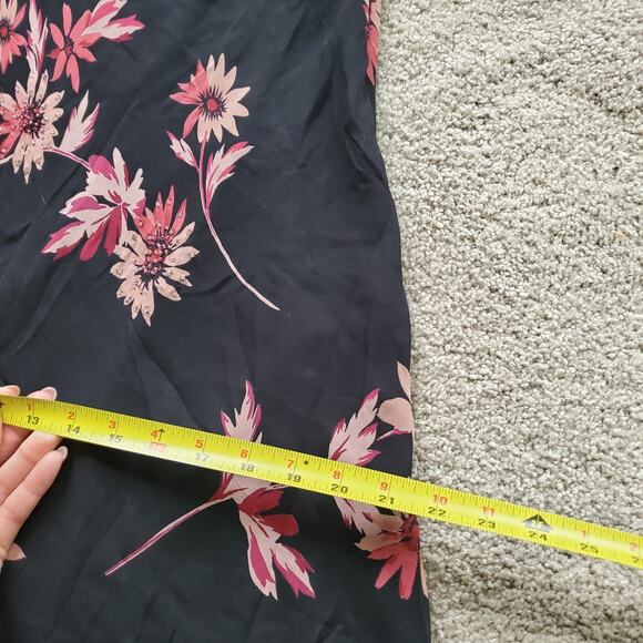 90s Fairy Grunge Whimsigoth Dress 14 Black Floral Grunge Romantic Maxi Silk - Picture 7 of 11